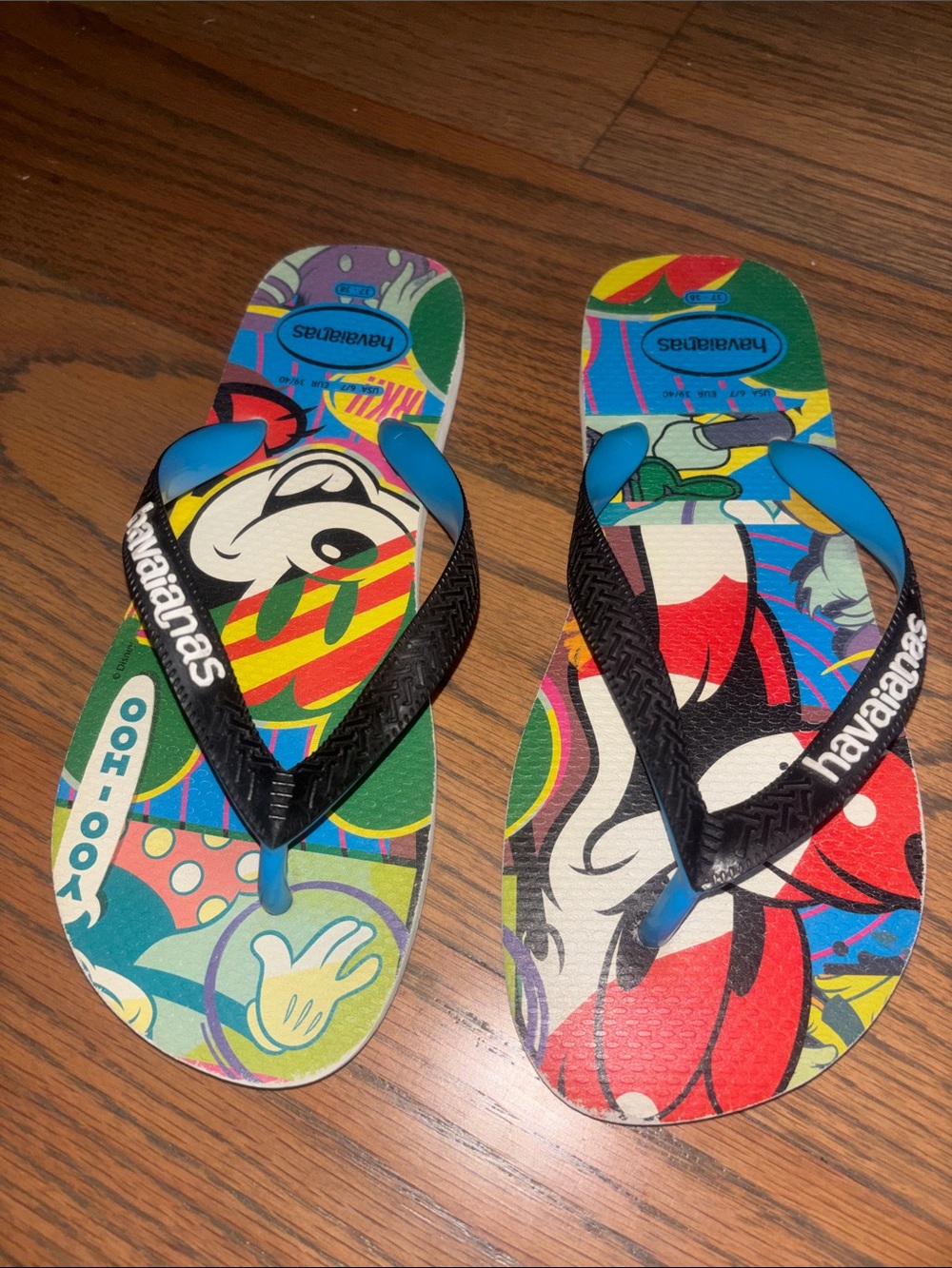 Havaianas Kids' Cartoon Print Flip Flops - Red, Blue, Green, Yellow, Black